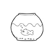 line drawing cartoon fish in bowl