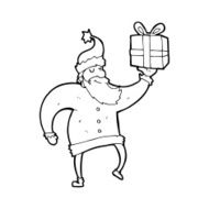 line drawing cartoon santa claus N2