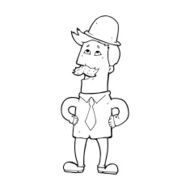 line drawing cartoon man with mustache N3