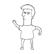 line drawing cartoon bored man
