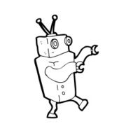 line drawing cartoon robot