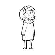 line drawing cartoon happy girl N2
