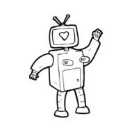 line drawing cartoon funny robot