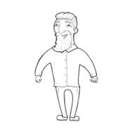 line drawing cartoon happy man with beard N2