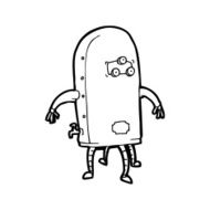 line drawing cartoon funny robot N2