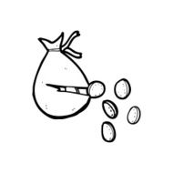 line drawing cartoon bag of money N2
