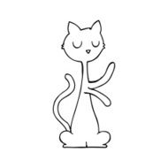 line drawing cartoon cat N10