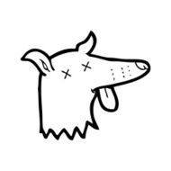 line drawing cartoon dead dog face