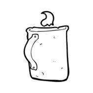 line drawing cartoon old tin coffee mug