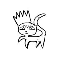 line drawing cartoon cat with crown