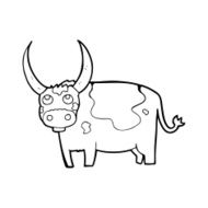line drawing cartoon cow