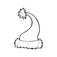 line drawing cartoon santa hat