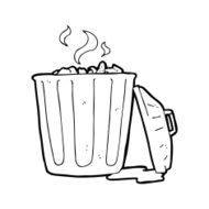line drawing cartoon garbage can