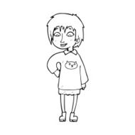 line drawing cartoon woman N5