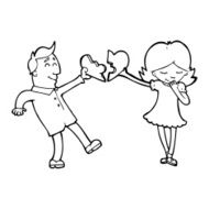 line drawing cartoon couple in love