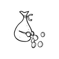 line drawing cartoon bag of money N3