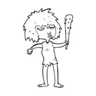 line drawing cartoon cave woman