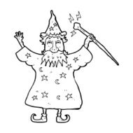 line drawing cartoon wizard N3
