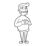 line drawing cartoon mustache man