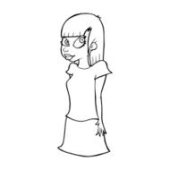 line drawing cartoon girl N3