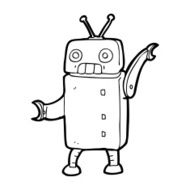 line drawing cartoon funny robot N3