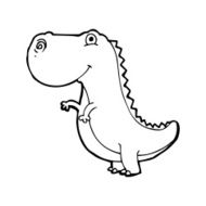 line drawing cartoon dinosaur N3