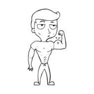 line drawing cartoon gym man