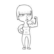 line drawing cartoon gym woman