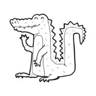 line drawing cartoon crocodile N2