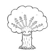 line drawing cartoon happy tree