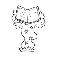 line drawing cartoon magic spell book