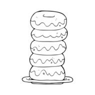 line drawing cartoon plate of donuts