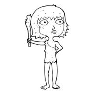 line drawing cartoon cave woman N3