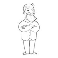 line drawing cartoon hipster man