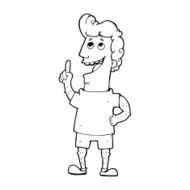 line drawing cartoon man with idea