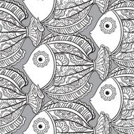 Seamless pattern with ornate fishes