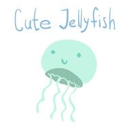 Vector cute cartoon ocean jellyfish