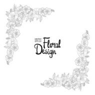 Floral border made with sketchy flowers N8