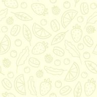 Doodle fruits and berries seamless pattern