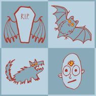 Vector set of funny Halloween monsters Art for print
