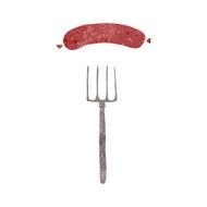 cartoon fork and sausage