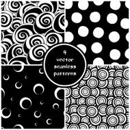 Set of four monochrome geometric patterns