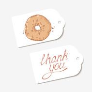 White paper tags THANK YOU hand drawn lettering sign and