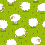 White Sheep Grazing On a Green Meadow N2