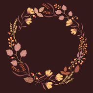 Dark Autumn Floral Frame Collection Cute set with retro flowers