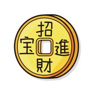 Chinese new year gold money doodle
