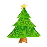 Christmas Tree Brush Stroke Drawing