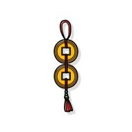 Chinese New Year Ancient coins lucky pendant doodle N5