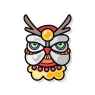Chinese new year dragon and lion dancing head doodle N5