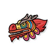 Chinese new year dragon and lion dancing head doodle N6